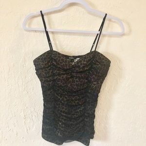 Leopard Mesh spaghetti strap Top